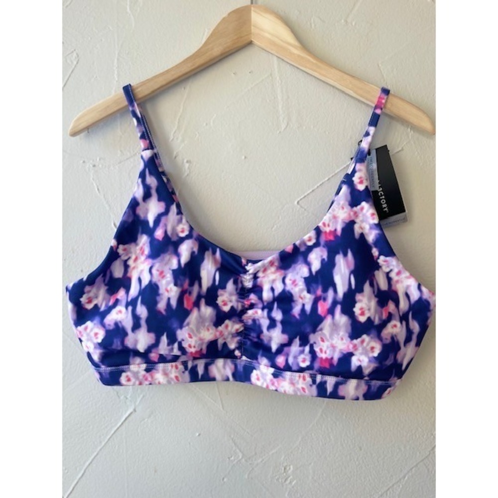NWT Floral Print Purple White Pink Sports Bra Traj3ctory Size Large Brand New